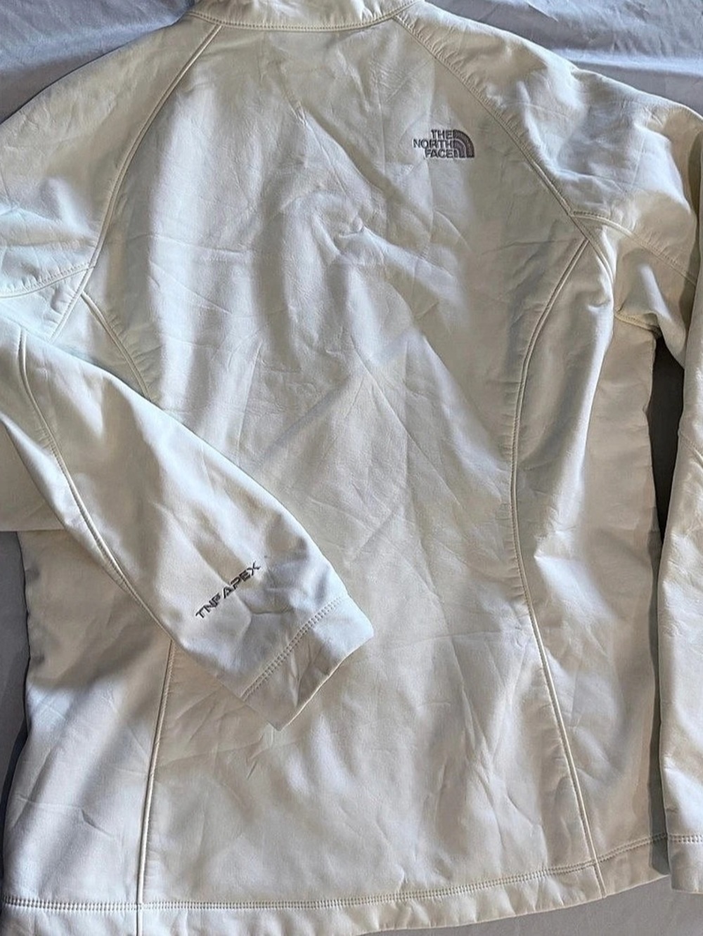 The North Face TNF Apex Women's White Softshell Full Zip Jacket Size L Ski Snow